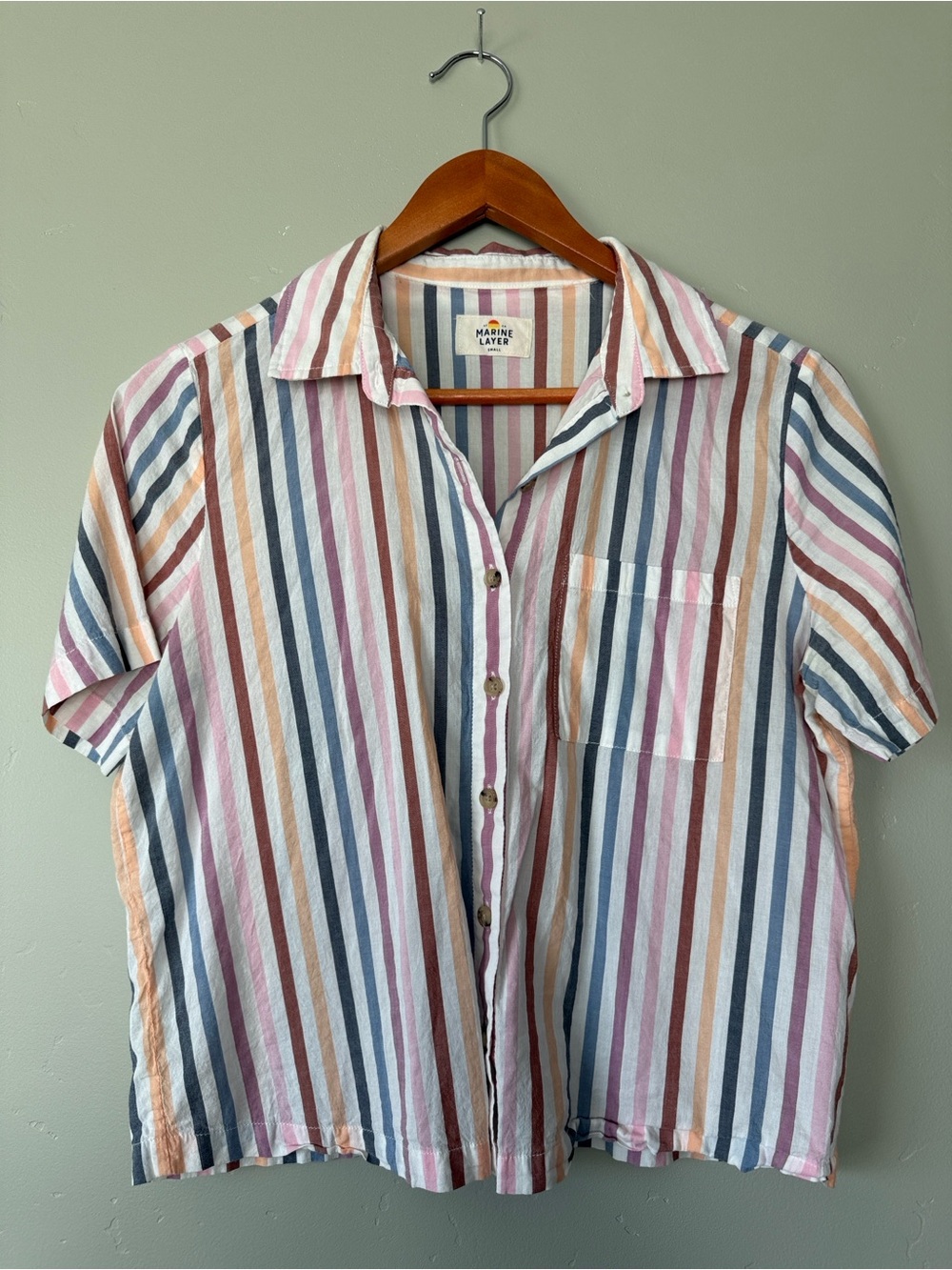 Marine Layer Women's Multicolor Vertical Stripe Button-Down Shirt